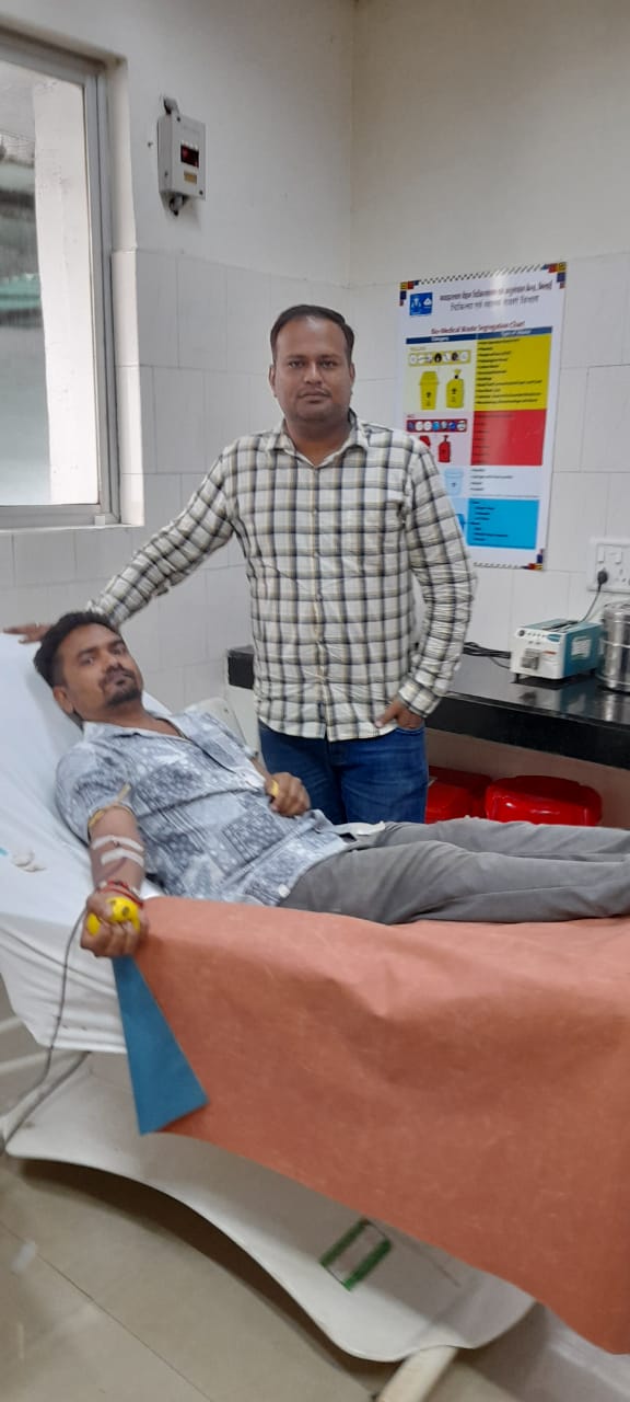 भाजयुमो वैशाली नगर मंडल के अध्यक्ष निखिल सोनी के नेतृत्व में कराया गया गया रक्तदान