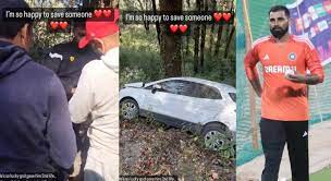 शमी ने दुर्घटनाग्रस्त कार सवार की मदद की:लिखा- किसी को बचाकर खुशी मिली; लोग बोले- पिच पर टीम को बचाया, यहां नागरिक को