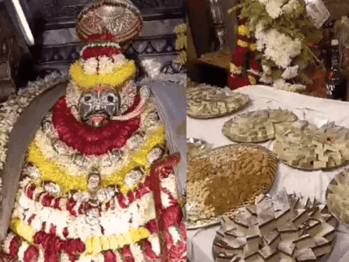 बाबा कालभैरव को अर्पित किया अन्नकूट का भोग:जन्म के सवा महीने बाद आज अन्न ग्रहण करेंगे बाबा, जयकारों से गूंज रहा मंदिर प्रांगण